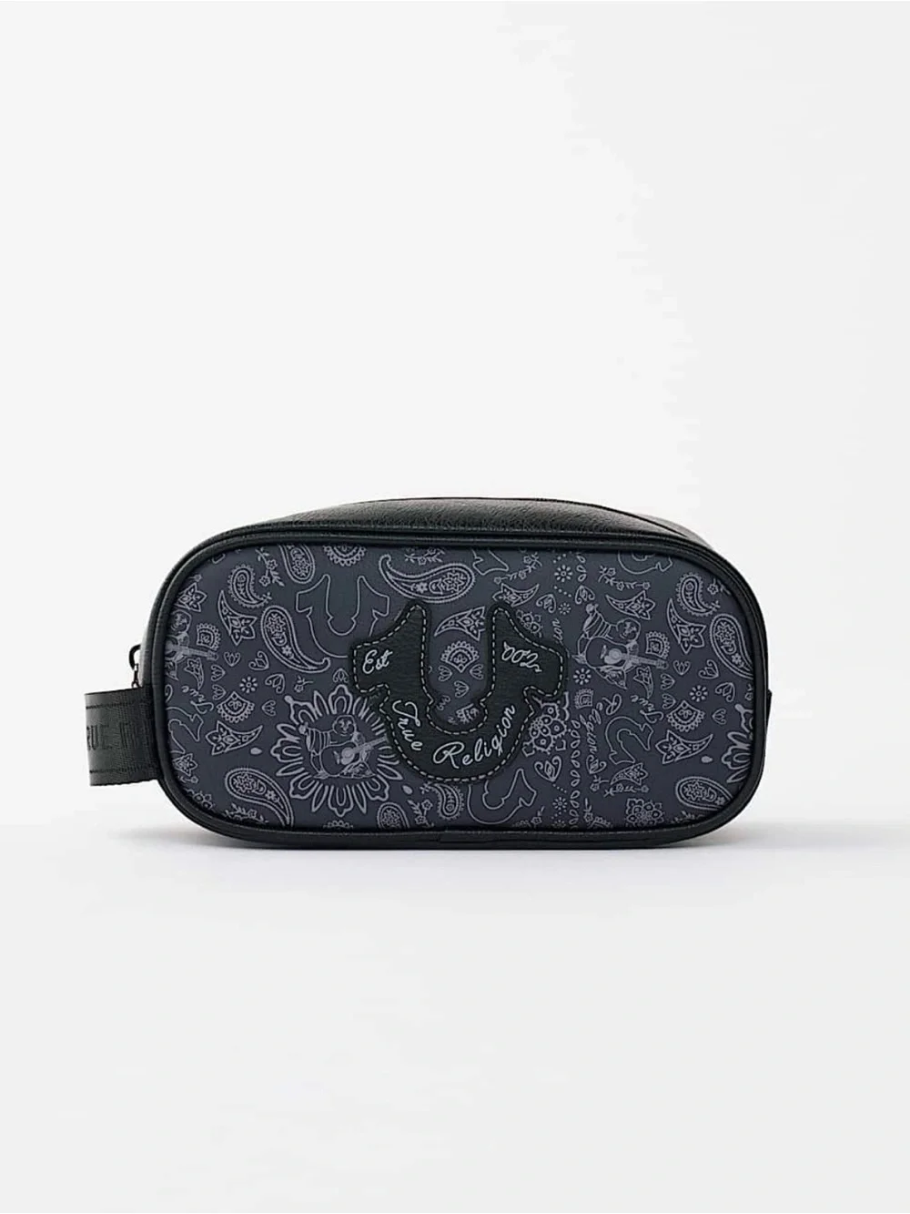 New Authentic True Religion Mens Toiletry Bag Travel Paisley Bandanna Black